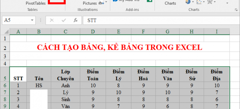 Cách tạo bảng tính , thống kê trong Excel